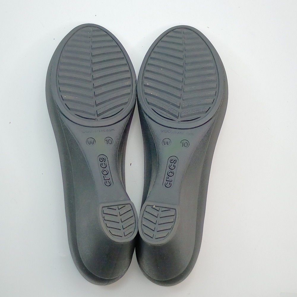 Crocs Lina Wedge Pumps Womens 10 Black Dual Comfort Round Toe Shoes J4 - Picture 8 of 9